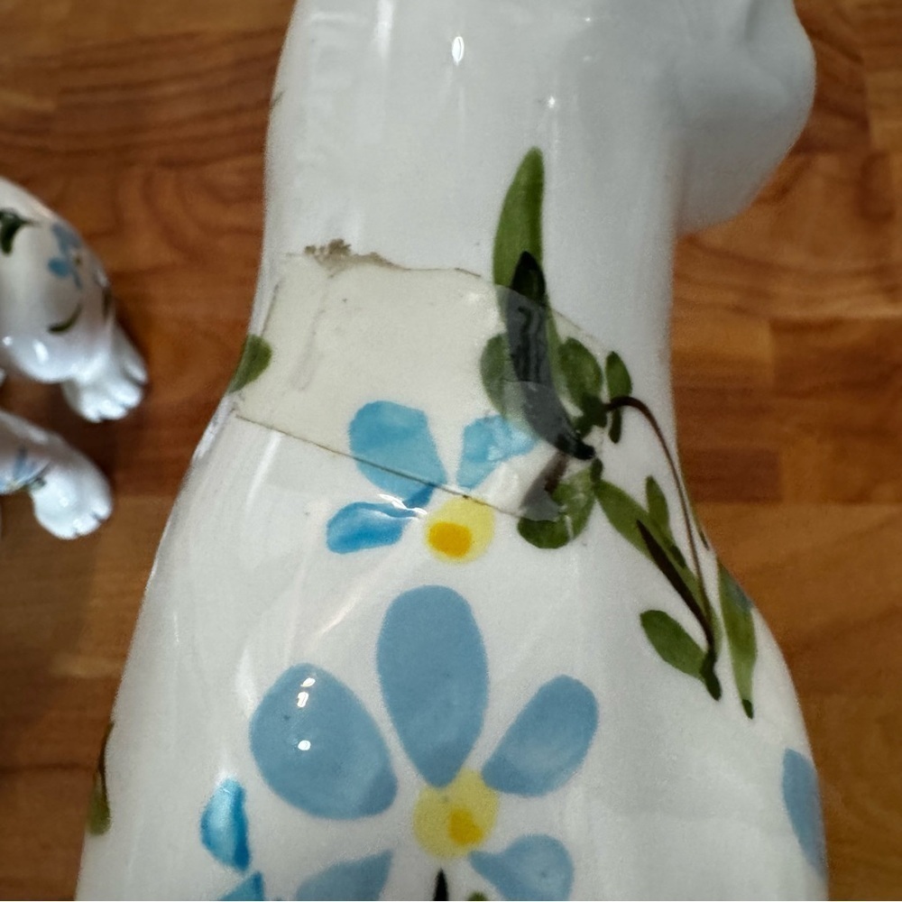 VINTAGE LEFTON'S FIGURINES WHITE KITTENS CATS WITH VINING BLUE FLORALS PLZ READ - Picture 15 of 15